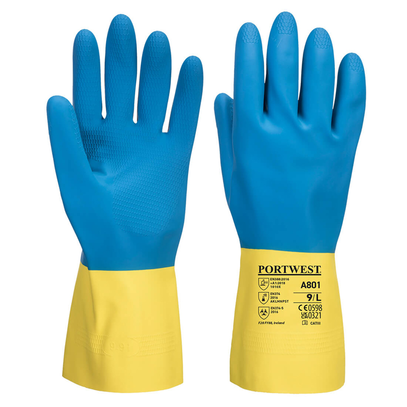 A801Y4R.jpg PORTWEST ΓΑΝΤΙΑ LATEX ΦΟΥΣΚΩΤΑ ΓΙΑ ΧΗΜΙΚΑ CATIII A801