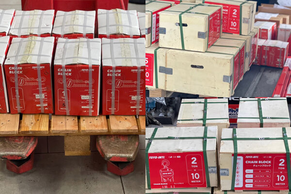 Roussakis Supplies – Bulk Delivery of TOYO Chain Blocks for Refineries, Shipyards & Shipping Companies